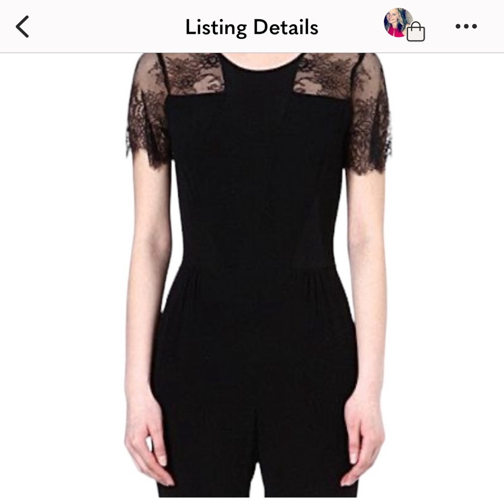 Sandro Purete Lace Detail Tapered Ankle Leg Jumpsuit Black Size 8 - Picture 2 of 10